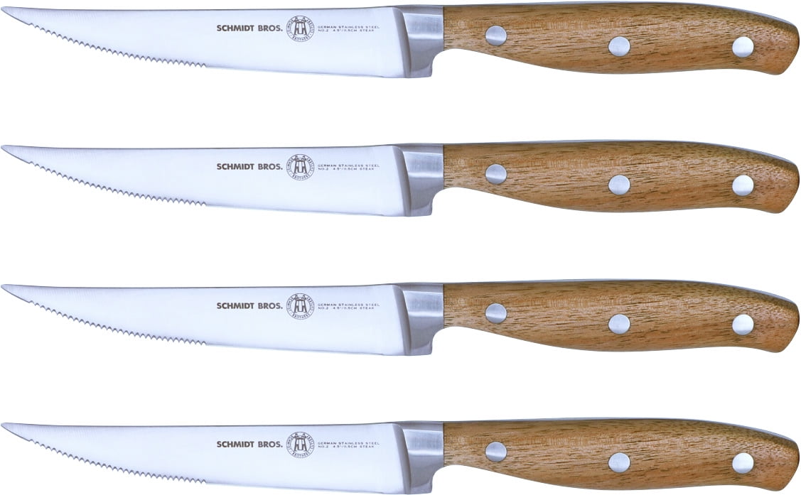  Schmidt Brothers, Farmhouse 4-Piece Jumbo Steak Knife Set,  High-Carbon German Stainless Steel Cutlery in a Wood Gift Box: Home &  Kitchen