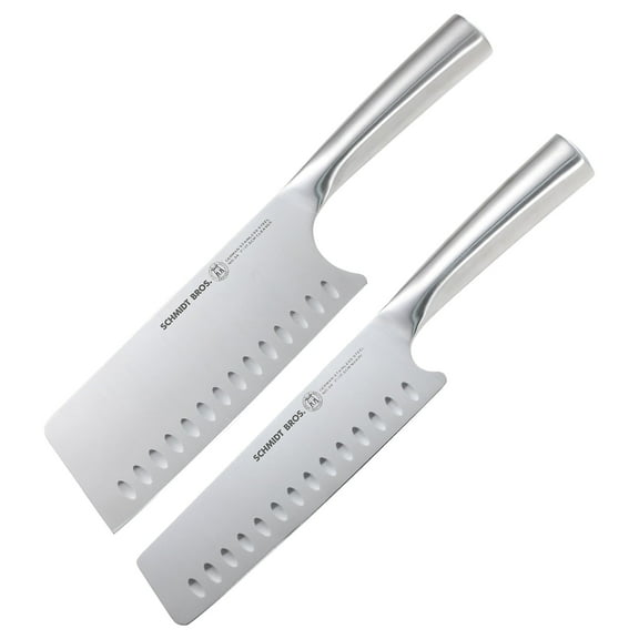 Schmidt Brothers Cutlery Cleaver & Nakiri 2 Piece Set with German Stainless-Steel Blades