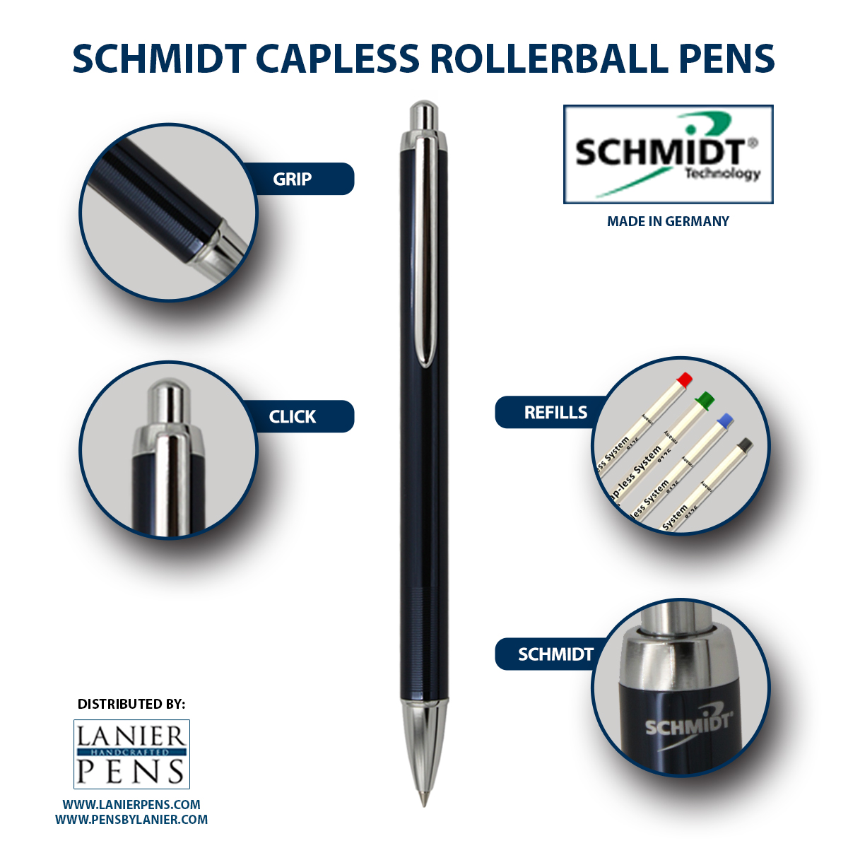 Schmidt Capless Rollerball Pen - Blue