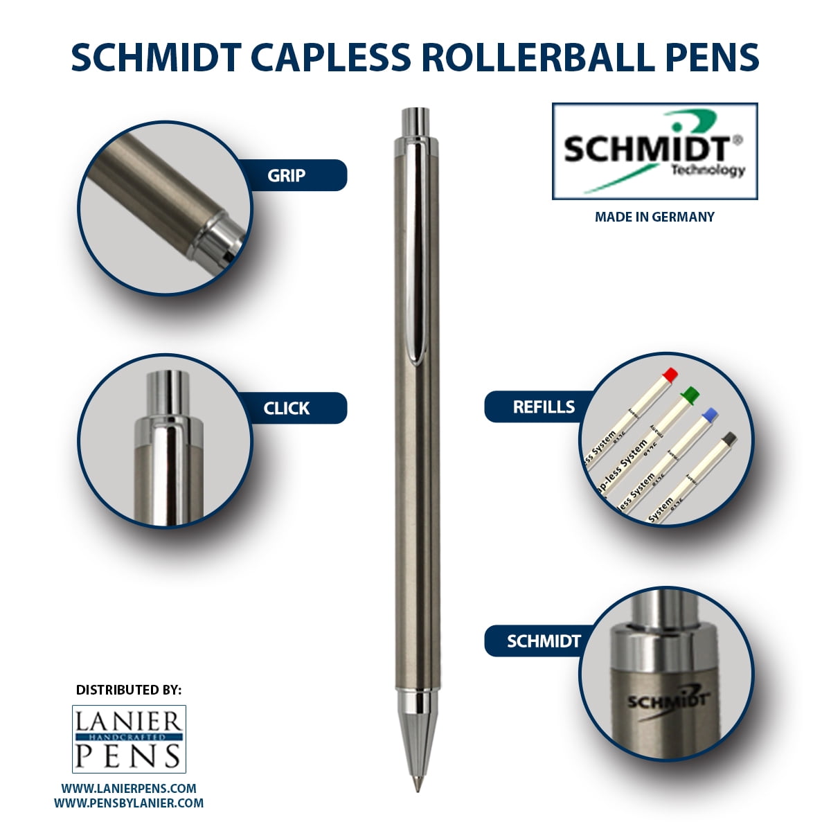 Schmidt Capless Rollerball Pen - Stainless Steel