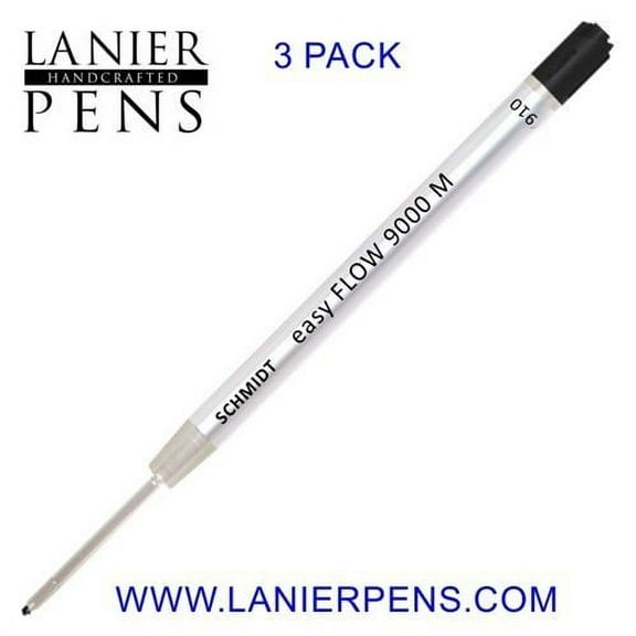 Schmidt Easy Flow 9000 Hybrid Ballpoint Refill - Black, Medium, 3 Pack