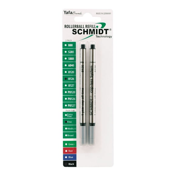 Schmidt Ink Schmidt 8126 Rollerball Long Capless Refill Fine Black 2 Pack (SC58123)
