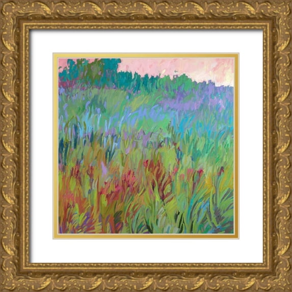 Schmidt, Jane 12x12 Gold Ornate Wood Framed with Double Matting Museum Art Print Titled - Spring Greens