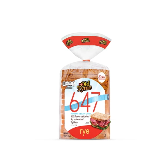 Schmidt Old Tyme 647 Rye Bread Loaf - Keto-Friendly, 9g Net Carbs, 40% Fewer Calories, 7g Fiber - 15 oz