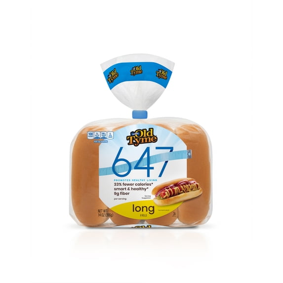Schmidt Old Tyme 647 Long Rolls - Soft White Bread Rolls, 33% Fewer Calories, 9g Fiber, Smart & Healthy