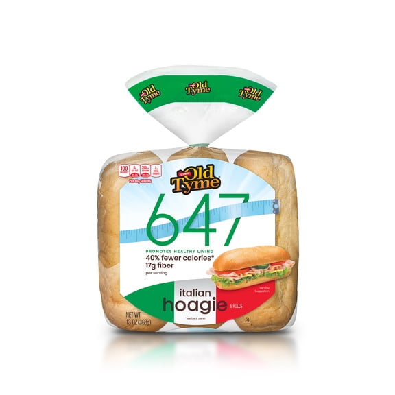 Schmidt Old Tyme 647 Italian Hoagie Rolls - 6 Rolls, Low-Carb Bread, 40% Fewer Calories, High Fiber, Artisan Bakery Style