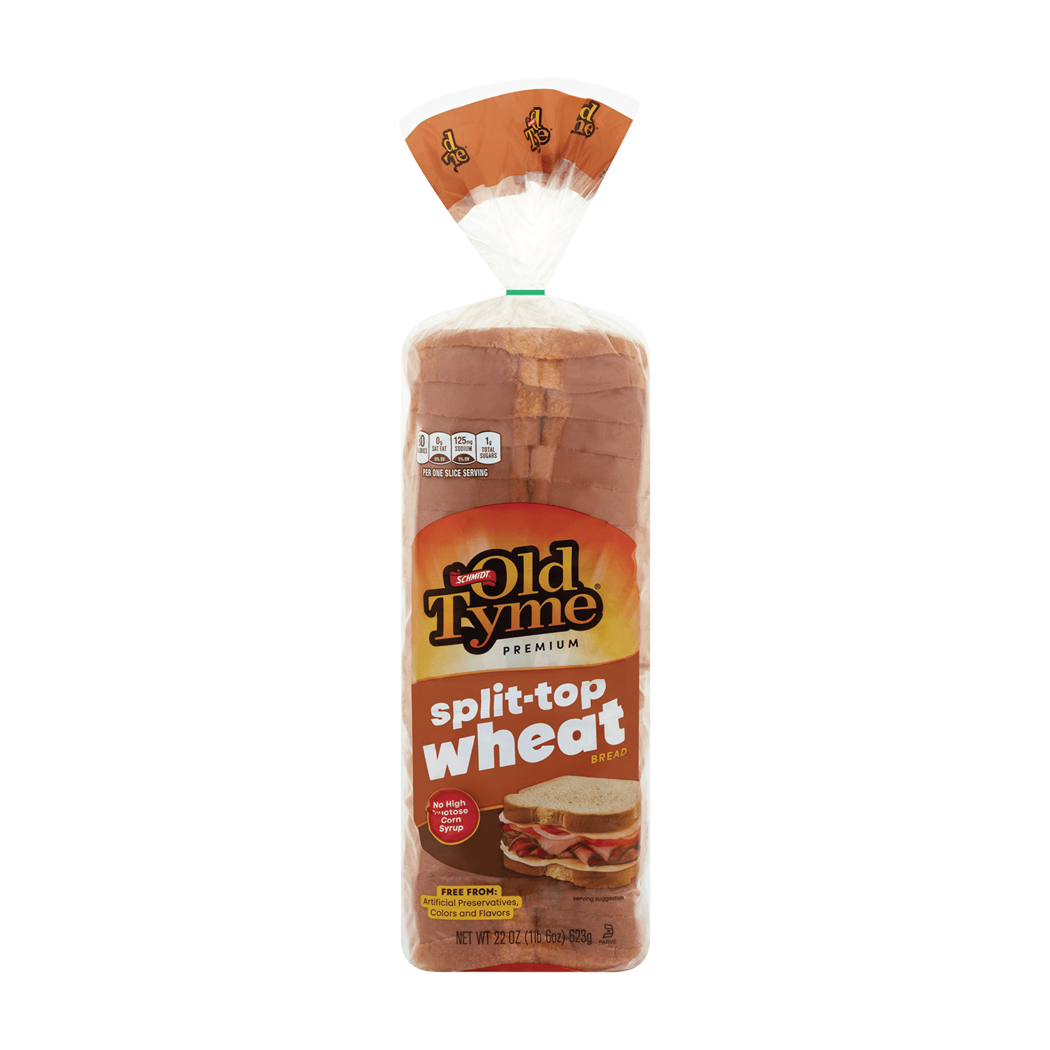 Schmidt Old Tyme Split Top Wheat Bread, No Preservatives, 90