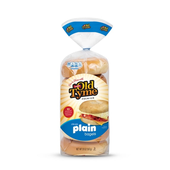 Schmidt Old Tyme Plain Bagels, 6 Count: Soft, High Fiber, Low Fat, Allergen-Free (20oz)