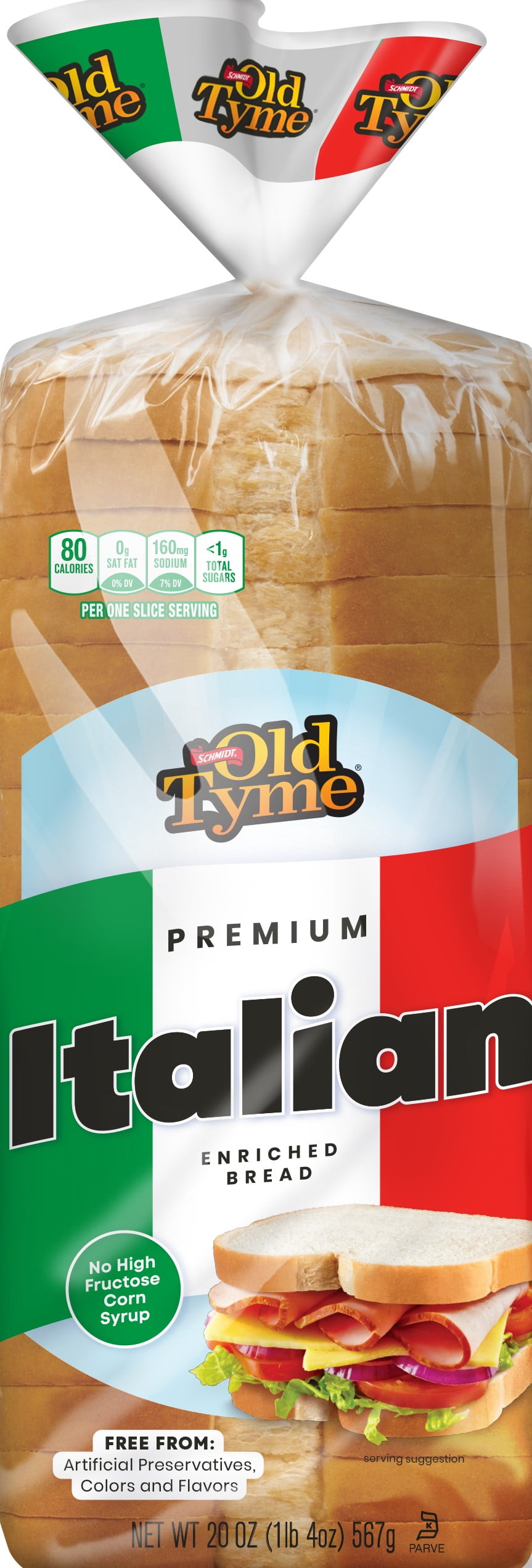 Schmidt Old Tyme Premium Italian Enriched Bread Loaf, 20 oz, 18 Count
