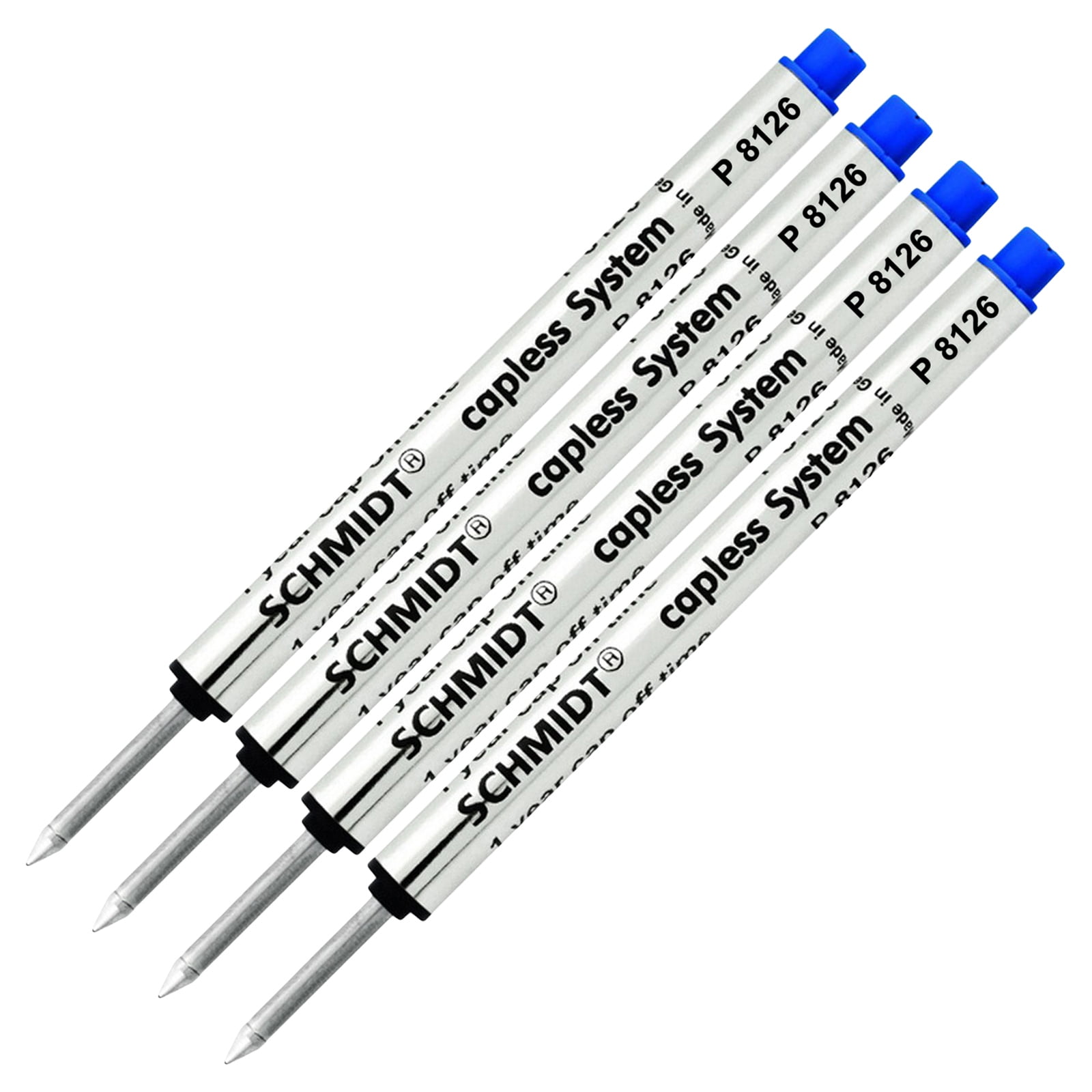 Schmidt P8126 Short Capless Rollerball Refill fits Retro 1951 Tornado (REF57P-B) - Blue, Fine Point 0.6mm, 4 Pack (SC58120)