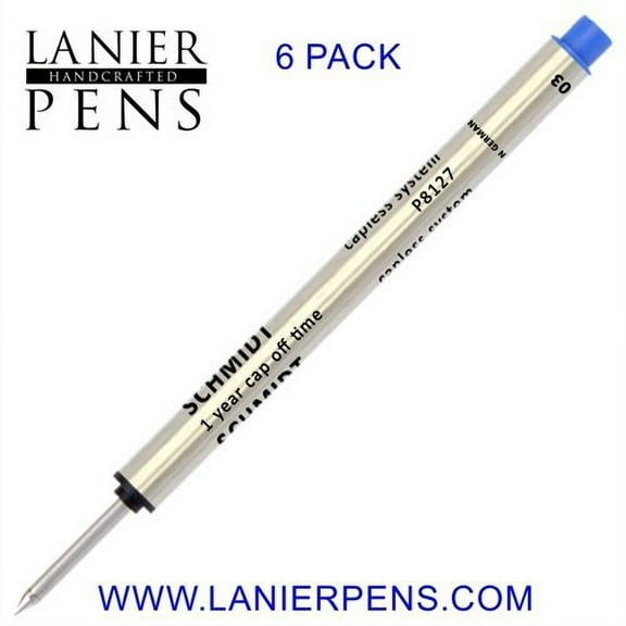 Schmidt P8127 Short Capless Rollerball Refill fits Retro 1951 Tornado (REF57P) - Blue, Medium Point 0.7mm, 6 Pack (SC58132)