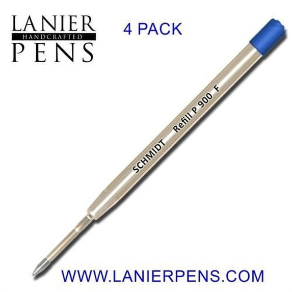 Schmidt P900 Parker Style Ballpoint Pen Refill - Blue, Fine Point 0.6mm, 4 Pack (SC58140)