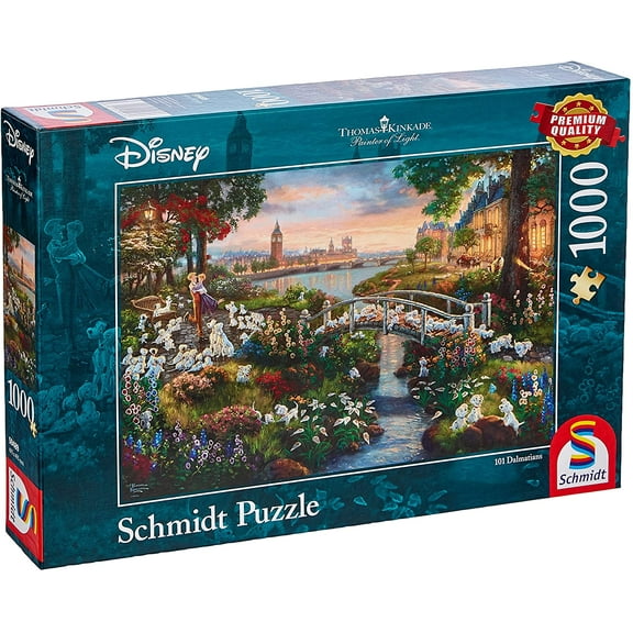 Schmidt Spiele 59489 Jigsaw Puzzle 1,000 Pieces Disney Thomas Kinkade, 101 Dalmatians, Multi-Coloured
