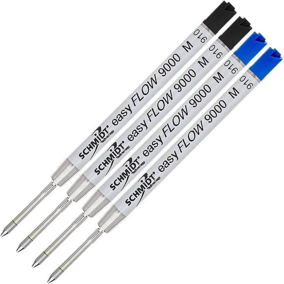 Schmidt easyFLOW9000 Black, Blue, Ballpoint Refill, Medium Tip 1.0mm - Pack of 4
