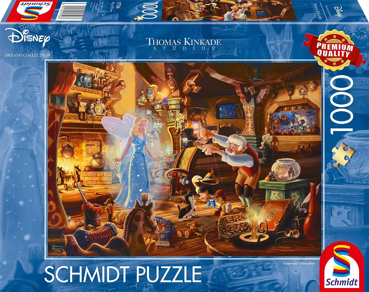 Schmidt jigsaw puzzle Thomas Kinkade 57526, Disney, Geppettos Pinocchio, 1000 Piece Puzzle, Colourful