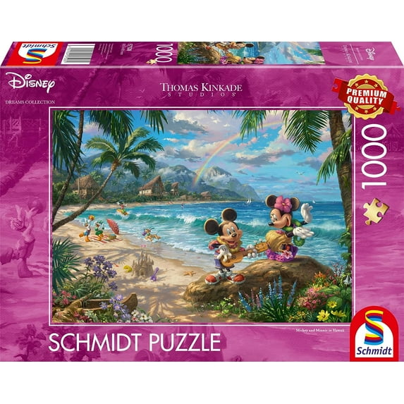 Schmidt jigsaw puzzle Thomas Kinkade 57528, Disney, Mickey and Minnie in Hawaii, 1,000 Pieces, Colourful