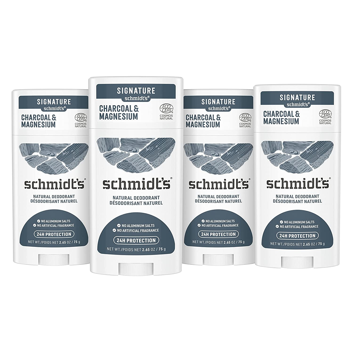 Schmidt's Natural Deodorant, Aluminum Free, Vegan, Charcoal, Magnesium, 24Hr Protection, 2.65 oz