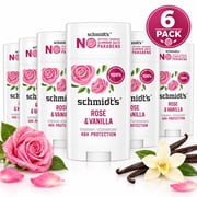 Schmidts Deodorant, Rose and Vanilla, 2.65 oz, 6 Pack