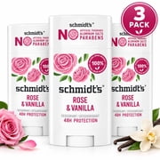Schmidts Deodorant, Rose and Vanilla, 2.65 oz, 3 Pack