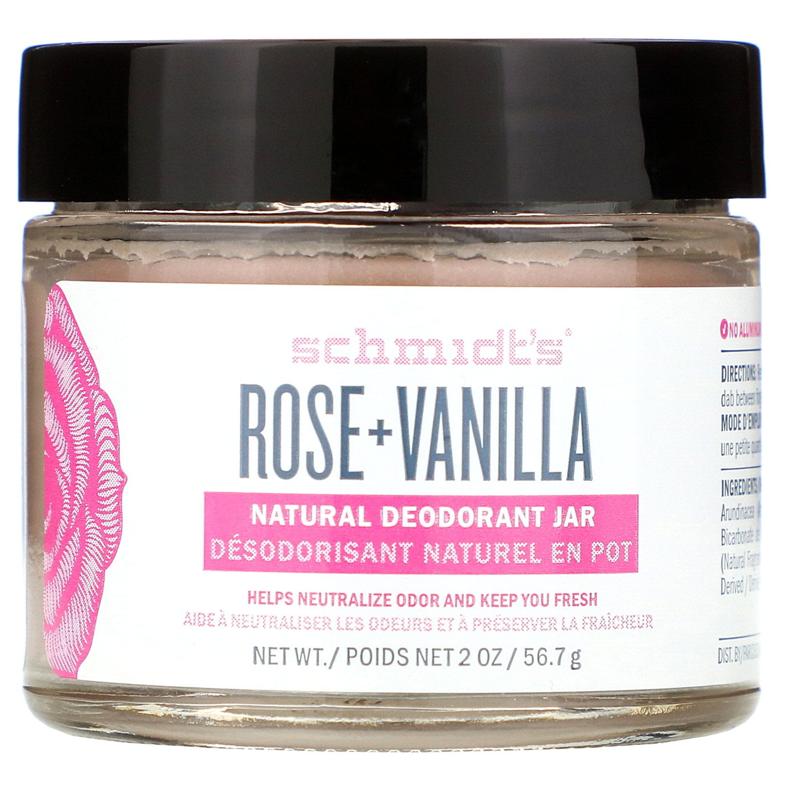 Schmidt's - Natural Deodorant Jar Rose + Vanilla - 2 oz.