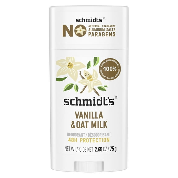 Schmidt's Women's and Men's Aluminum-Free Vegan Deodorant, Vanilla & Oat Milk, 2.65 oz