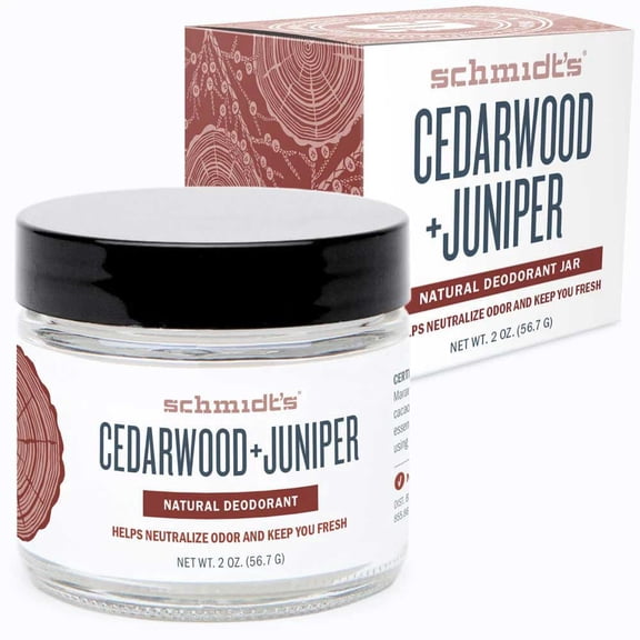 Schmidts Cedarwood Plus Juniper Deodorant Jar, 2 Ounce -- 24 per case.