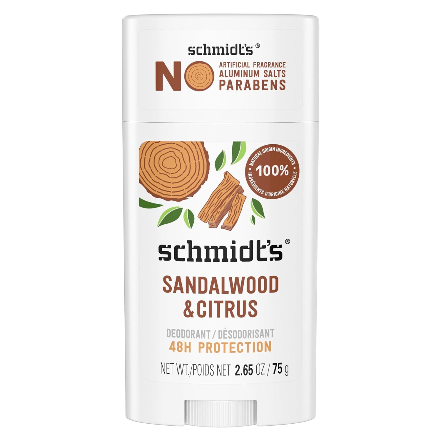 Schmidts Sandalwood And Citrus Aluminum Free Natural Deodorant Stick, 2.65 Oz, 3 Pack