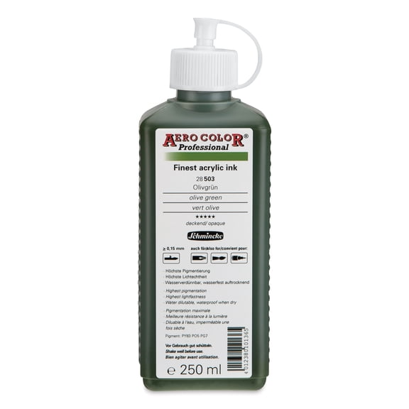 Schmincke Aero Color Professional Airbrush Color - 250 ml, Olive Green