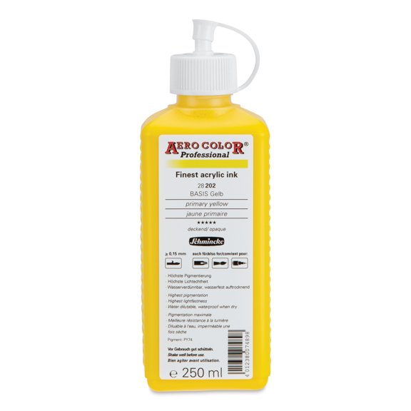 Schmincke Aero Color Professional Airbrush Color - 250 ml, Primary Yellow