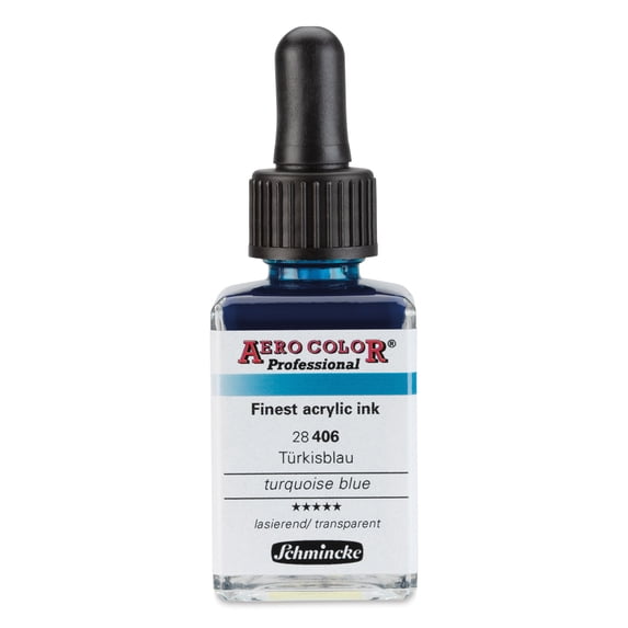 Schmincke Aero Color Professional Airbrush Color - 28 ml, Turquoise Blue
