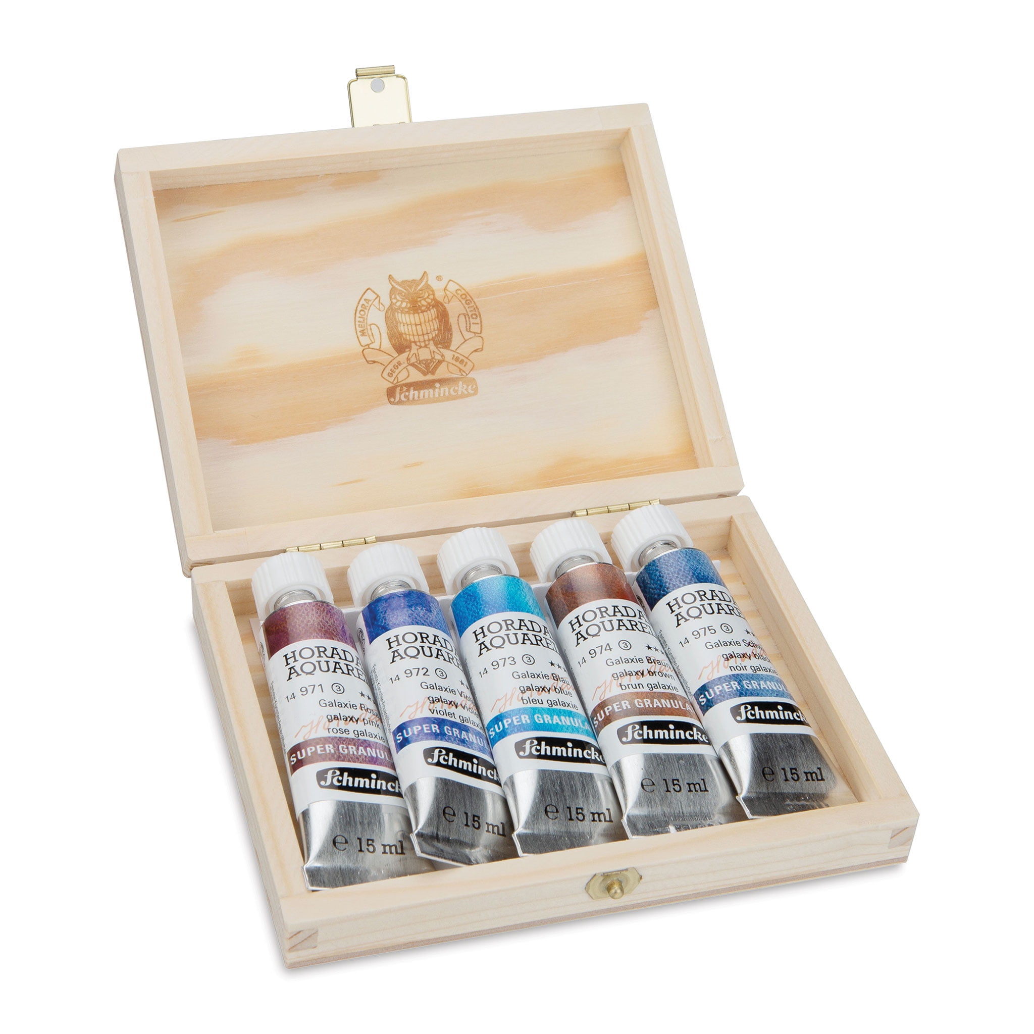 Schmincke Horadam Aquarell Artist Watercolor - Galaxy, Supergranulation, Wood Box, Set of 5, 15 ml, Tubes