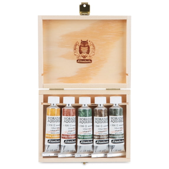 Schmincke Horadam Aquarell Artist Watercolor - Set of 5, Urban, Supergranulation, Wood Box, 15 ml, Tubes