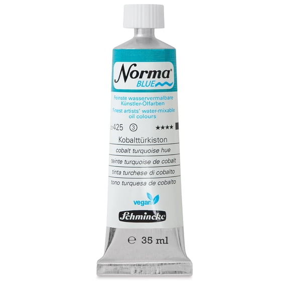 Schmincke Norma Blue Water-Mixable Oil Paint - Cobalt Turquoise Hue, 35 ml