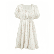 Schmoopy Women Dress Women Summer Short Sleeve Floral Dresses ,White, Size M