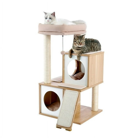Schnappi 35 Inches Wooden Medium Cat Tree House