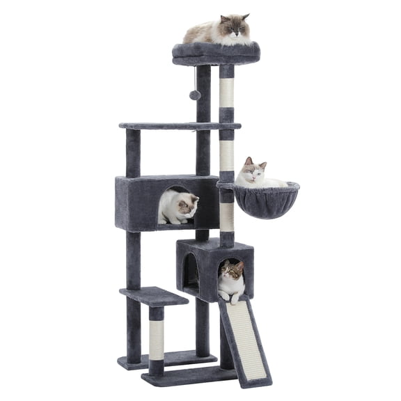 Schnappi 61" Cat Tree Scratching Posts Tower with Hammock for All Indoor Cats, Gray