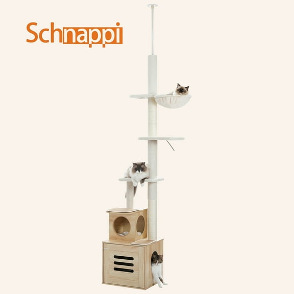 Schnappi Adjustable Height 90.5"-110.2" 6-Story Cat Tree with Litter Pan