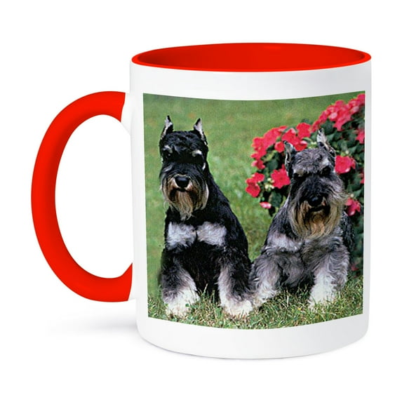 3dRose, Schnauzer, 15oz Two-Tone Red Mug