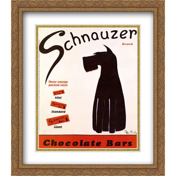 Schnauzer Bars 2x Matted 26x32 Large Gold Ornate Framed Art Print by Ken Bailey