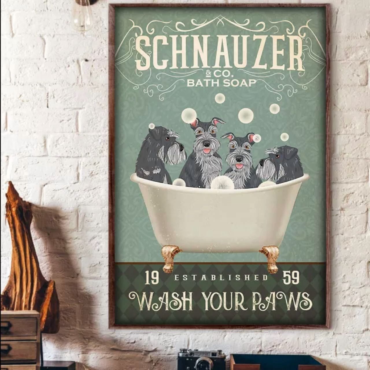 Bee Decorative Paper Schnauzer Bath Soap Wash Your Raws Dog Toilet Poster Home Decor Paper ...