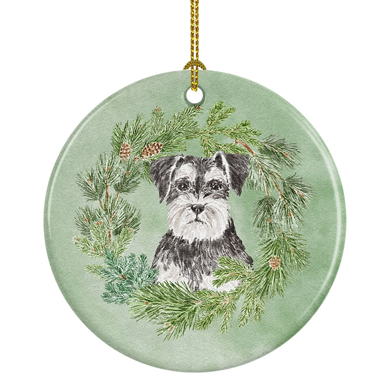 Schnauzer Black and Silver Porcelain Christmas Ornament