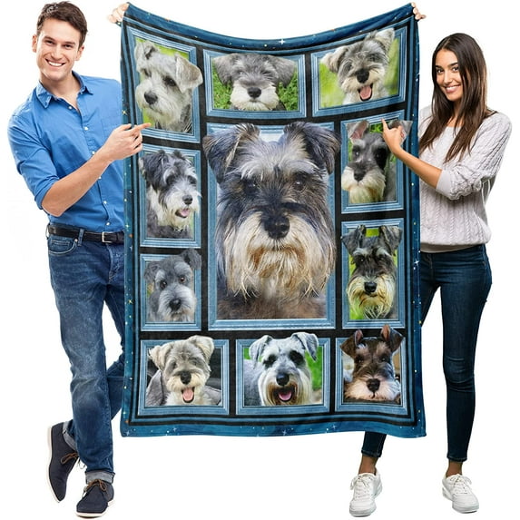 Schnauzer Blanket for Kids Boys Girls, Schnauzer Gifts for Schnauzer Dog Lover, Super Soft Fuzzy Dog Throw Blanket Schnauzers Print Plush Gift for Birthday Christmas 40x50 inch