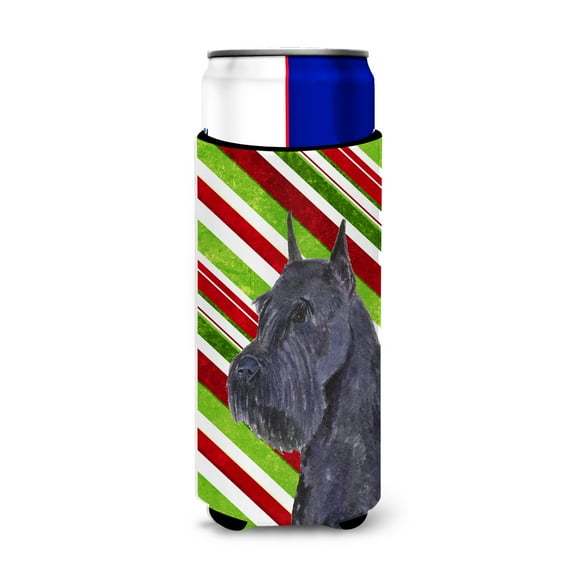 Schnauzer Candy Cane Holiday Christmas Ultra Hugger for slim cans