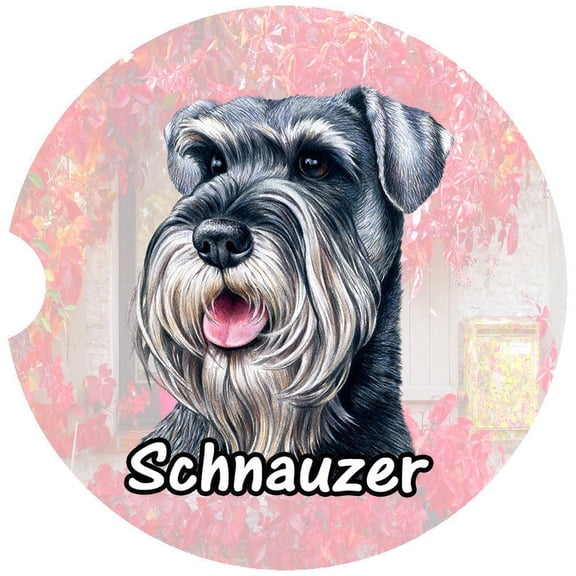 Schnauzer Car Coaster, Absorbent Stoneware Car Cup Holder Coaster, Set of 2