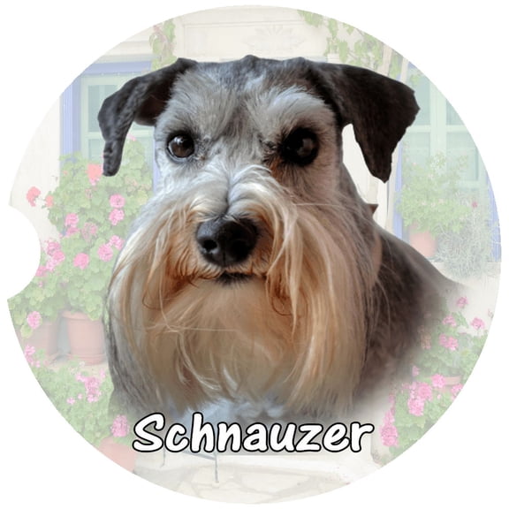 Schnauzer Car Coaster, Absorbent Stoneware Car Cup Holder Coaster, Set of 2