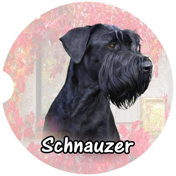 Schnauzer Car Coaster, Absorbent Stoneware Car Cup Holder Coaster, Set of 2