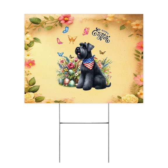 Schnauzer Celebrates Spring and Enjoys a Happy Easter Yard Sign Miniature Schnauzer Dog Lover Outdoor Home Lawn Garden Porch Decor - 02001