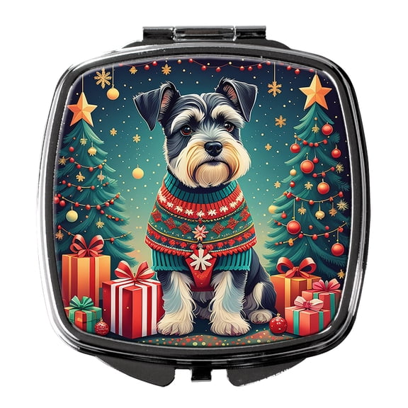 Schnauzer Christmas Compact Mirror 2.75 in x 3 in