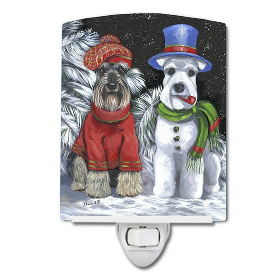 Schnauzer Christmas Snow Dog Ceramic Night Light