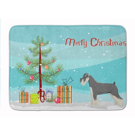 Schnauzer Christmas Tree Machine Washable Memory Foam Mat